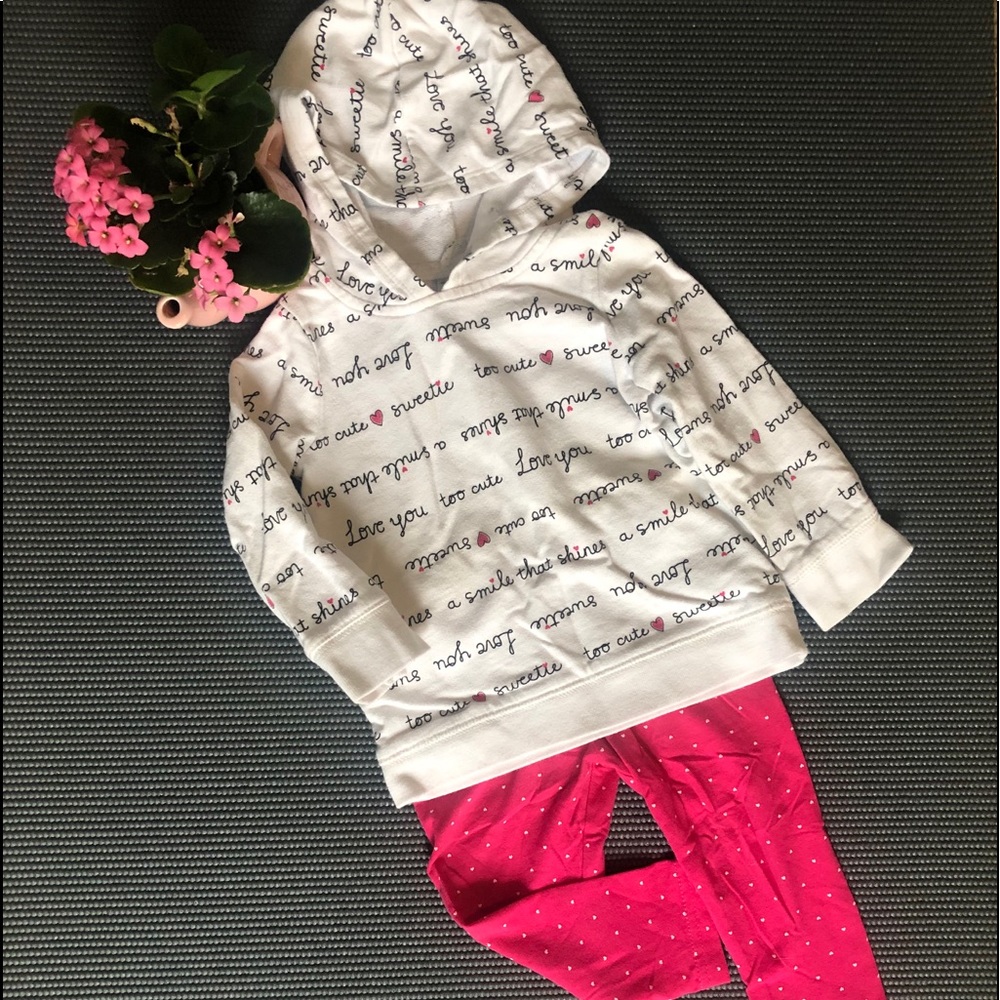 🎀Carter’s I Love you/hearts hoodie leggings set🎀